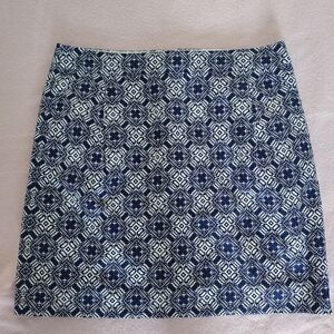 J Crew Jacquard Blue and White Mini Skirt, Size 4. NEW
